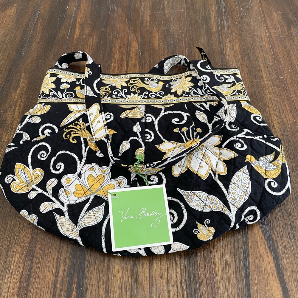 Vera Bradley Black, Yellow & White Quilted Floral Tote